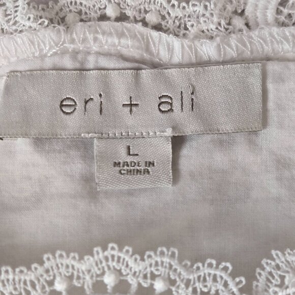 Eri + Ali White Lace Boho Prairie Dress Puff Sleeve Midi Cottagecore  L/XL - Picture 9 of 14